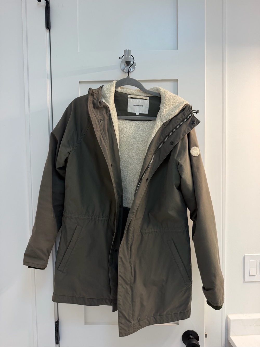 Norse Projects Olive Green Hooded Sherpa-Lined Performance Jacket